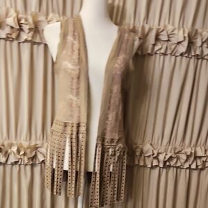 Vocal Beige Fringe Tank Top